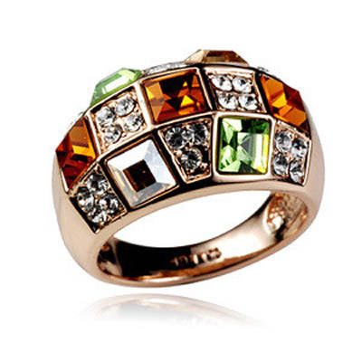 Huge Stunning 18KGP Cocktail Ring with Swarovski Crystal Elements