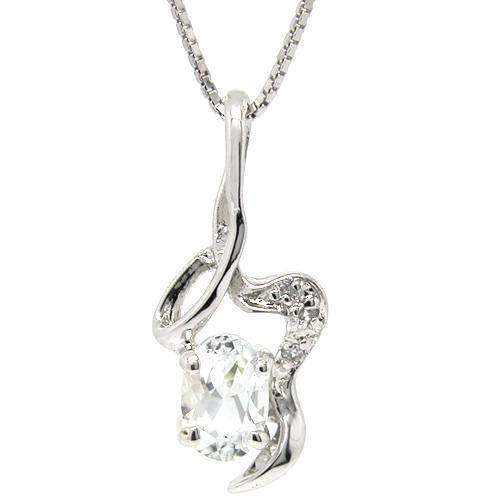 Natural Aquamarine Sterling Silver Pendant + Chain-With Certificate of Authenticity