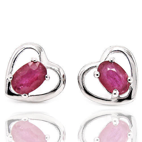 Natural Ruby Sterling Silver Earrings-With Certificate of Authenticity