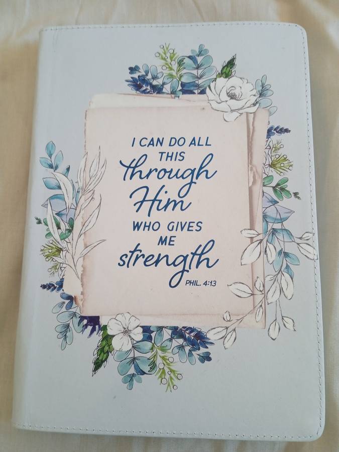 CHRISTIAN ART LUXLEATHER ZIP-AROUND JOURNAL - I CAN DO ALL THIS ... (LIGHT BLUE)