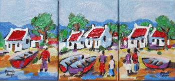 ***MINI ARTWORKS IN ACRYLIC - 15cm x 21cm x 2xm - SET OF 3