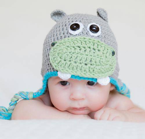 Crochet Happy Hippo Photo Prop for baby photography