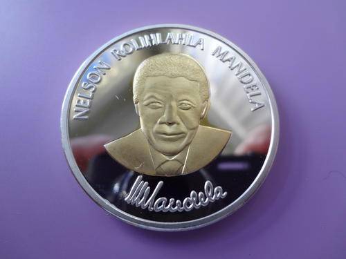 NELSON MANDELA SILVER & GOLD PLATED MEDAL" A LONG WALK TO FREEDOM 1964-1982