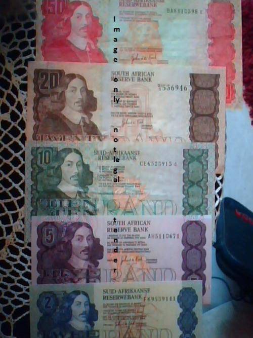 Collection of SA Bank Notes R50,R20,R10,R5,R2,Brilliant uncirculated