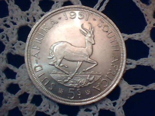 SOUTH AFRICA 1951 SILVER CROWN 5shillings Great condition