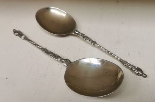 Pair of Silver Apostle Serving spoons