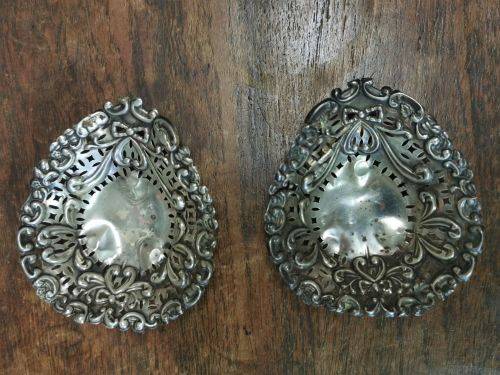 Pair of silver bon bon dishes