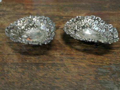 Pair of silver bon bon dishes