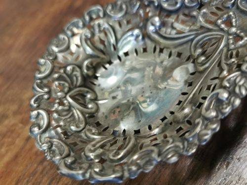 Pair of silver bon bon dishes