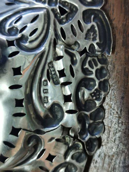 Pair of silver bon bon dishes