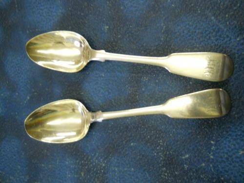 TWO HALLMARKED SILVER TEASPOONS - LONDON 1841 CRAZY R1 No reserve!!!