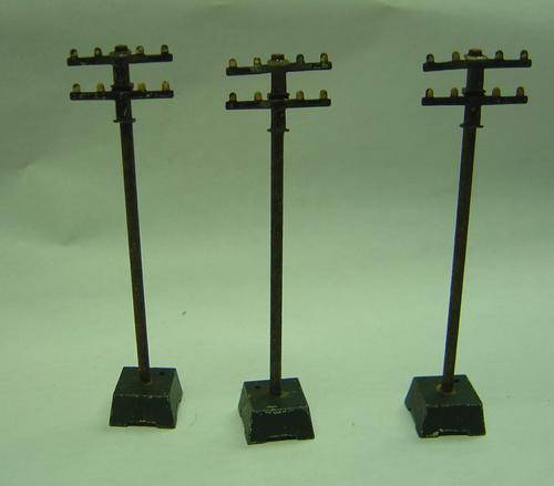 HO Scale Accessories - Metal Telegraph Poles x 3