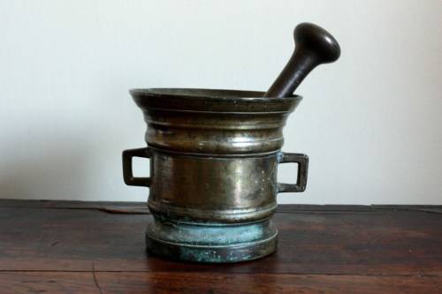 Bronze 18th century two handled pestle & mortar