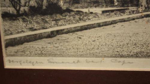 Signed etching by famous Andre Naude