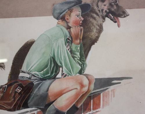 Dell Dean painting of a boy and his dog 1933