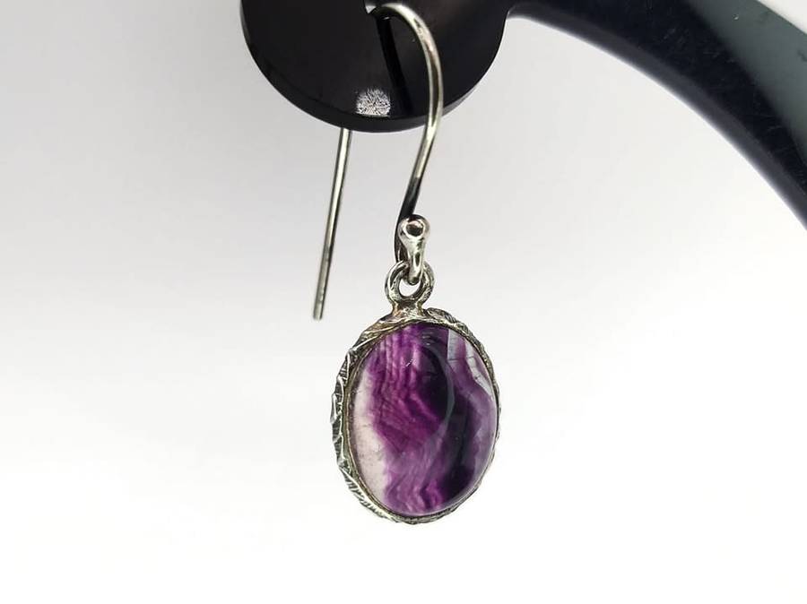*Rare stone* vintage sterling silver blue john stone earrings