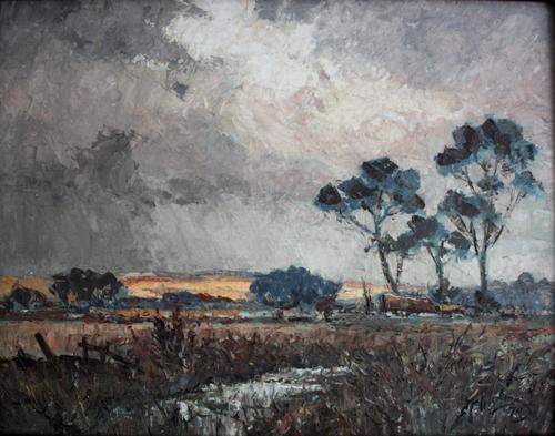 Erich Fleischman(1899-1970) "After the rain" oil on board