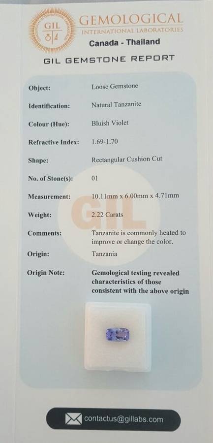 2.22Cts Certified Tanzanite Gem