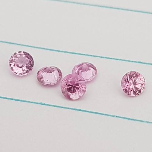 Round Diamond Cut 3 mm.Natural Pink Sapphire Madagascar 5Pcs/0.62Ct