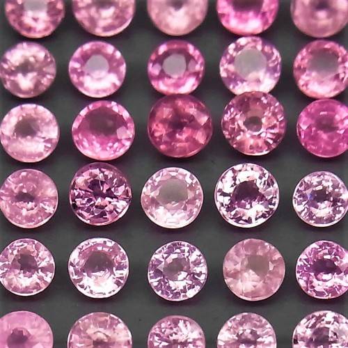 Pink Sapphire Myanmar Round Diamond Cut 3 mm x 2Pcs