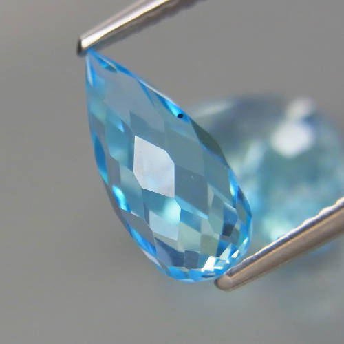 Briolette Swiss Blue Topaz 7.63Ct. 3 Pieces! Ravishing Color  Brazil