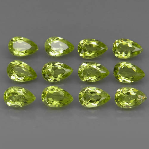 GREEN PERIDOT 6X4 MM PEAR CUT FACETED LOOSE  GEMSTONE