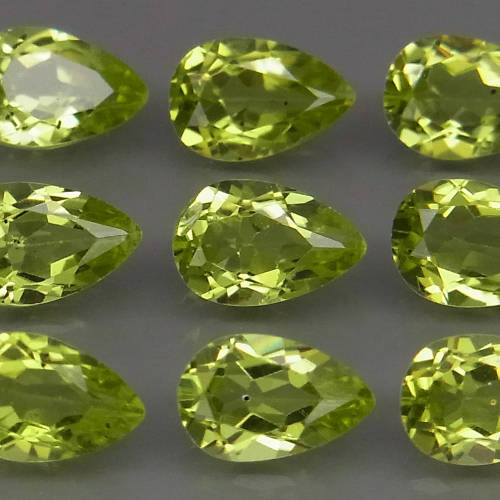 GREEN PERIDOT 6X4 MM PEAR CUT FACETED LOOSE  GEMSTONE