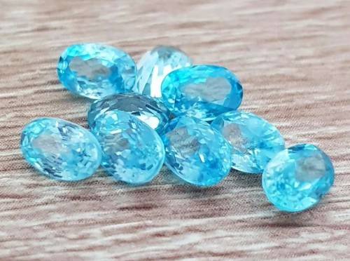 Blue Cambodian Zircon Oval 6x4mm.Ravishing Color Natural