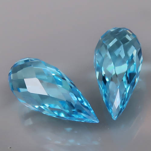Briolette Swiss Blue Topaz 5.33Ct. PAIR! Ravishing Color  Brazil