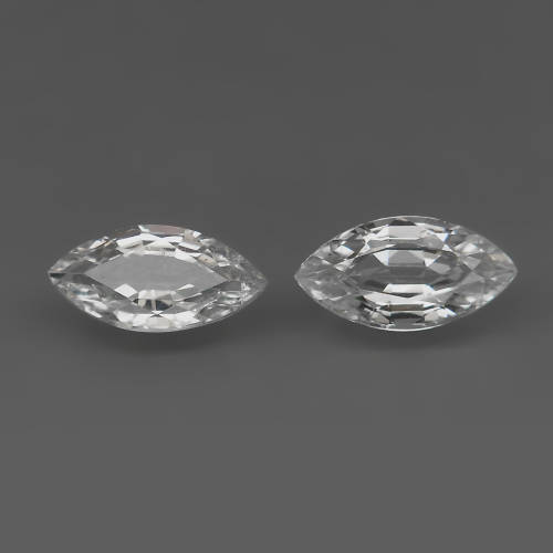 Pure White Sapphire 1.32Ct Ceylon, Marquise 8x4 mm.PAIR Sri Lanka