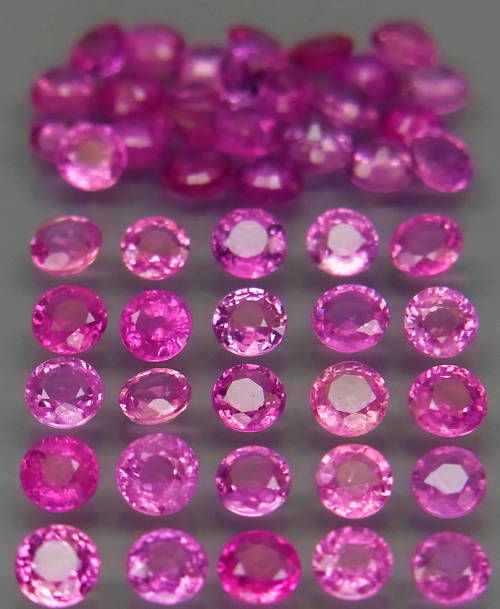** Top**  Pink  Ruby  Round Diamond Cut 2.7mm Gem