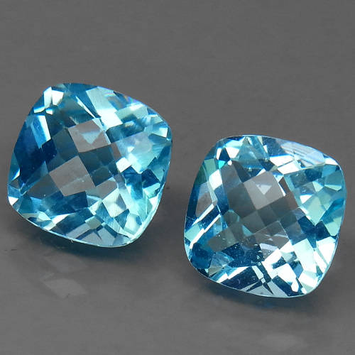 Baby Blue Topaz Brazil 2.91Ct Cushion Checkerboard 8x8 mm. Ravishing Color