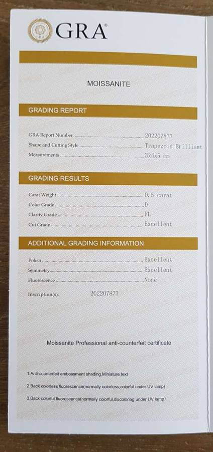 Certified Trapezoid White D Color 0.50Cts Each  Moissanite  **1.00Cts Perfect Pair**