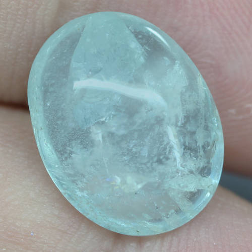 9.82Ct. Aquamarine Natural Oval Cabochon Greenish Blue Good Shinning!