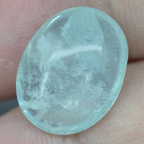 9.82Ct. Aquamarine Natural Oval Cabochon Greenish Blue Good Shinning!
