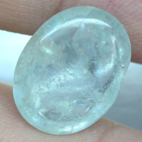 9.82Ct. Aquamarine Natural Oval Cabochon Greenish Blue Good Shinning!