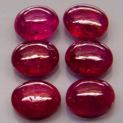 Top Red Pink Ruby Oval Cabochon 6x5 mm  Mozambique 6Pcs/4.69Ct Normal Heated