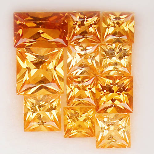 2.41ct. FANTA ORANGE SPESSARTITE GARNET 2.6-4.1MM.PRINCESS CUT 11PCS.