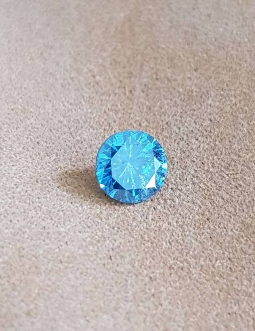 *CERTIFIED* Diamond  0.71Cts  Round Vivid Blue Loose Natural Diamond