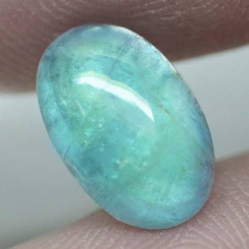 3.53Ct. Natural Bluish Green Aquamarine Oval Cabochon Brazil Gem Good Color!