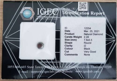 2.28Ct Diamond Jet Black Round **Certified** Loose Natural