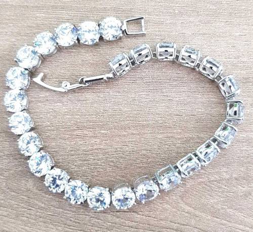 Tennis Bracelet 6mm Round SONA Diamond **Certified**  VVSI/D Plated in Platinum