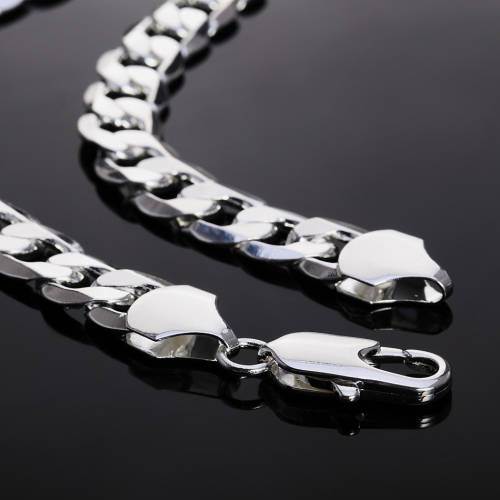 Classic Chain Necklace 8MM 55cm Silver Necklaces Fashion Jewelry