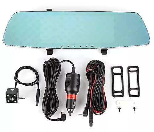 LCD DVR Mirror Dash Cam Rear View Mirror Camera 170° Wide Angle Dual Lens Driving Recorder