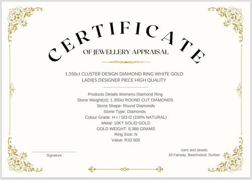 1.350ct CLUSTER DESIGN DIAMOND RING  WHITE GOLD LADIES  DESIGNER PIECE HIGH QUALITY