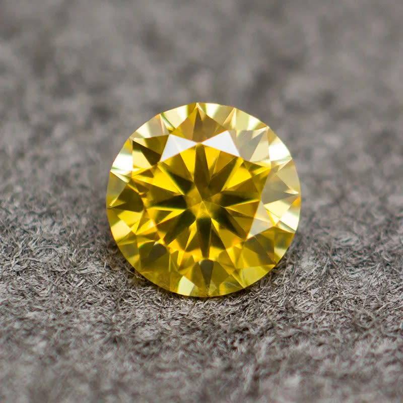 2Cts MOISSANITE  GOLDEN YELLOW  VVSI  8mm ROUND **GRA Certified **BRILLIANT CUT