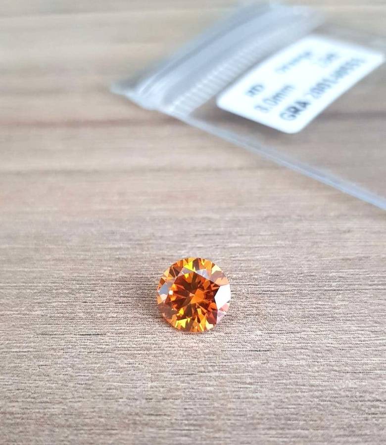 2Cts MOISSANITE ORANGE VVSI 8mm ROUND **GRA Certified **BRILLIANT CUT