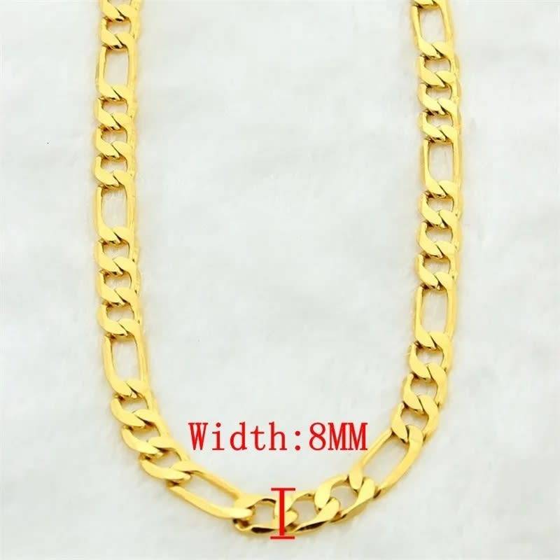 Necklace Figaro Link Chain  8mm/60cm-18ct Gold Plated