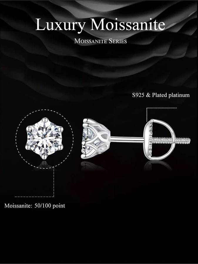 Moissanite Earrings  0.50ctw 925 Sterling Silver**GRA Certified**  VVSI/D Moissanite