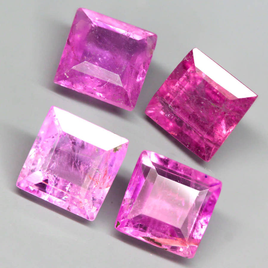 1.25Ct. Tourmaline Pink Square Mozambique Gorgeous Gem Ravishing For Jewelry!
